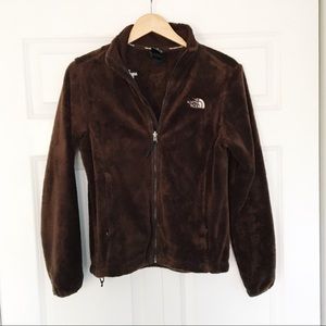 The North Face furry fleece chocolate brown jacket